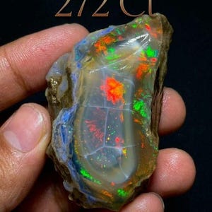 272 Karat natürlicher äthiopischer Welo-Opal, Rohmaterial, elektrischer Feuerkern, Honigknollenring, ungeschliffener Edelstein zum Cabochon-Schleifen, für Edelsteinsammler
