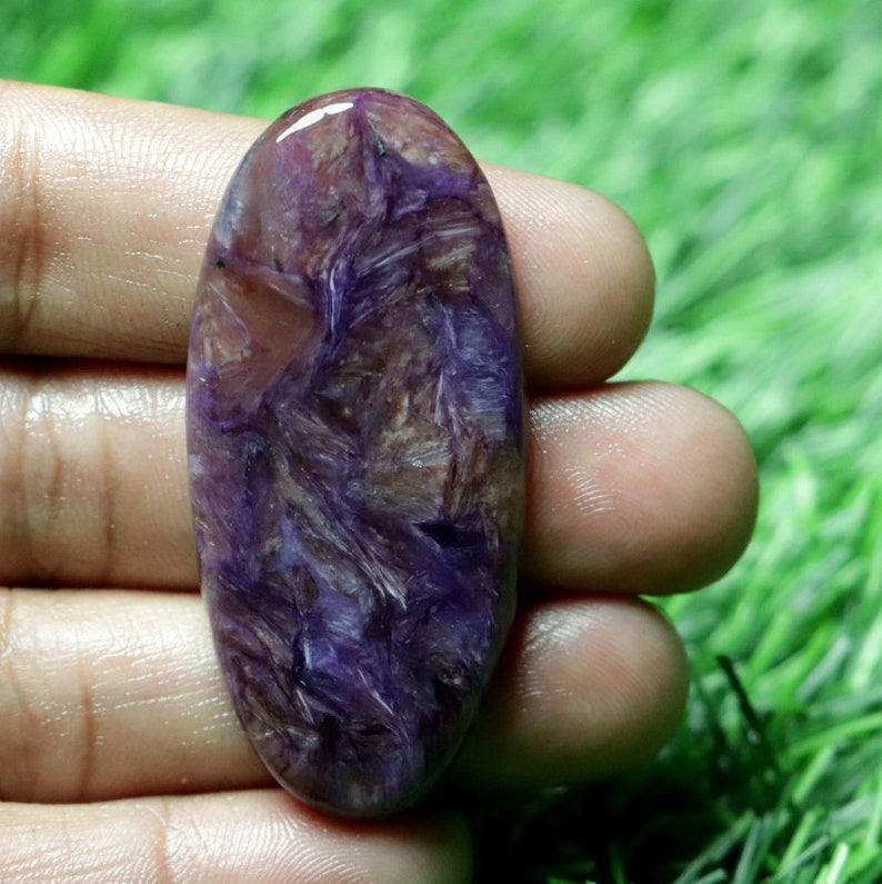 Top Quality Charoite BB-4990 50X23X5 MM Top Grade Charoite Loose Cabochon For Making Jewelry 54 Ct Conclusive AAA+ One Rare Oval Shape