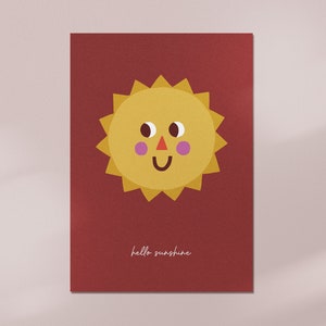 Postkarte mit Sonne ""Hello Sunshine"" in DIN A6 zur Geburt, Geburtstag oder einfach so."