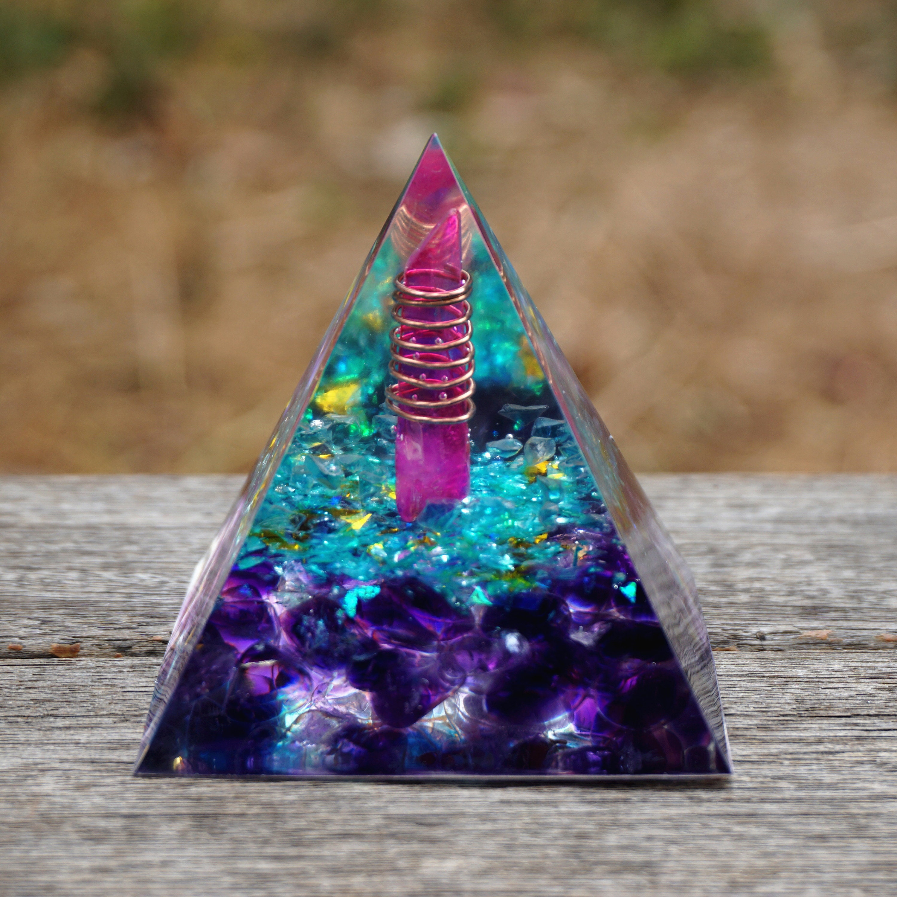 Orgonite Pyramid Crystal Point in Copper Circle&blue - Etsy UK