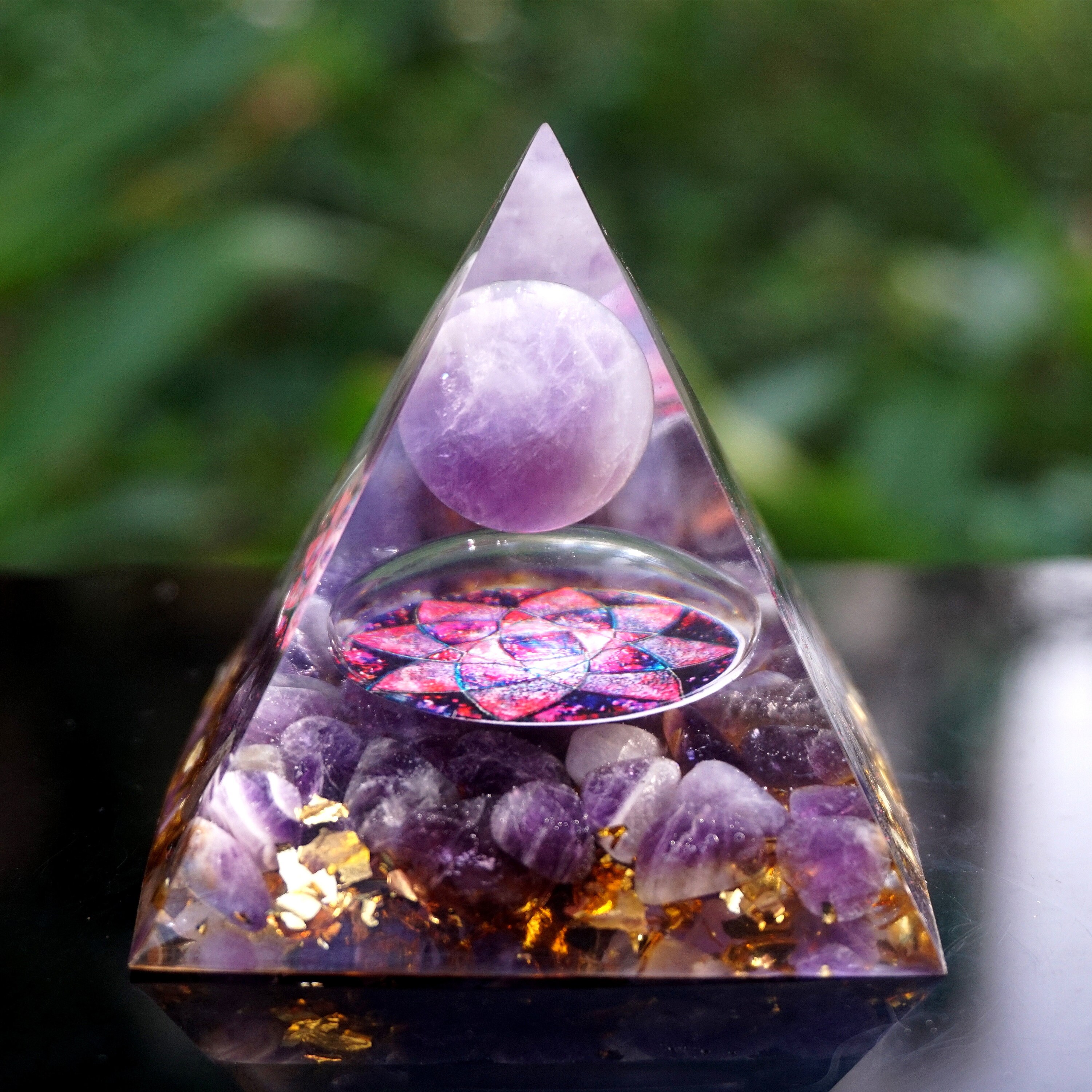 Magic Orgonite Amethyst Crystal Sphere With Amethyst Natural Etsy Canada