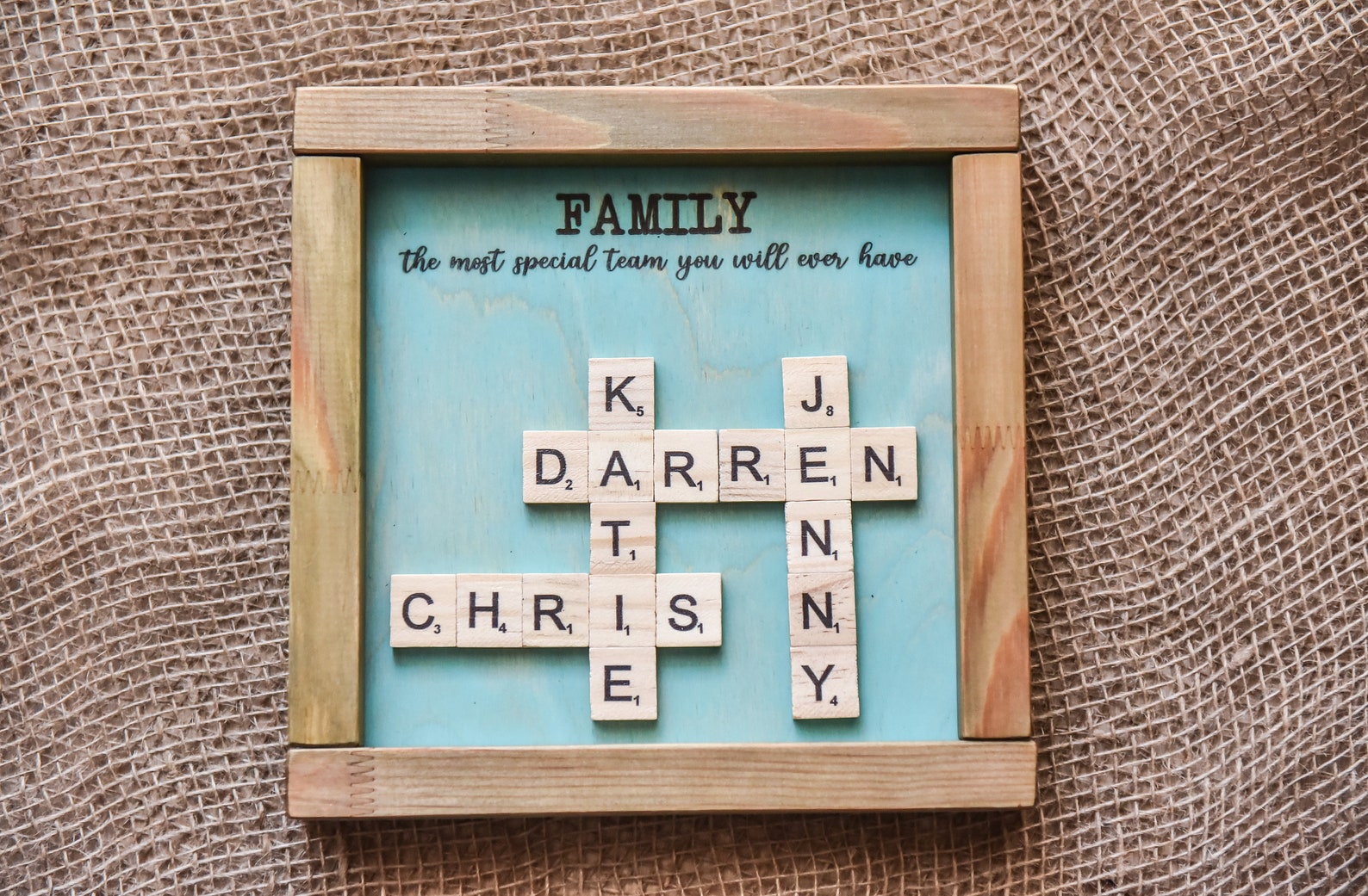 Family Scrabble Name Frame Sign Gift. The most special team Etsy