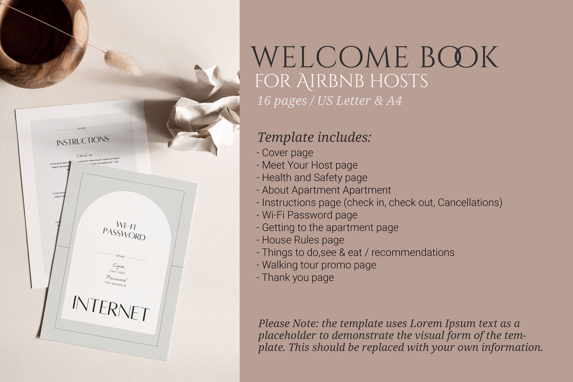 Airbnb book template Guest Book Canva template Etsy
