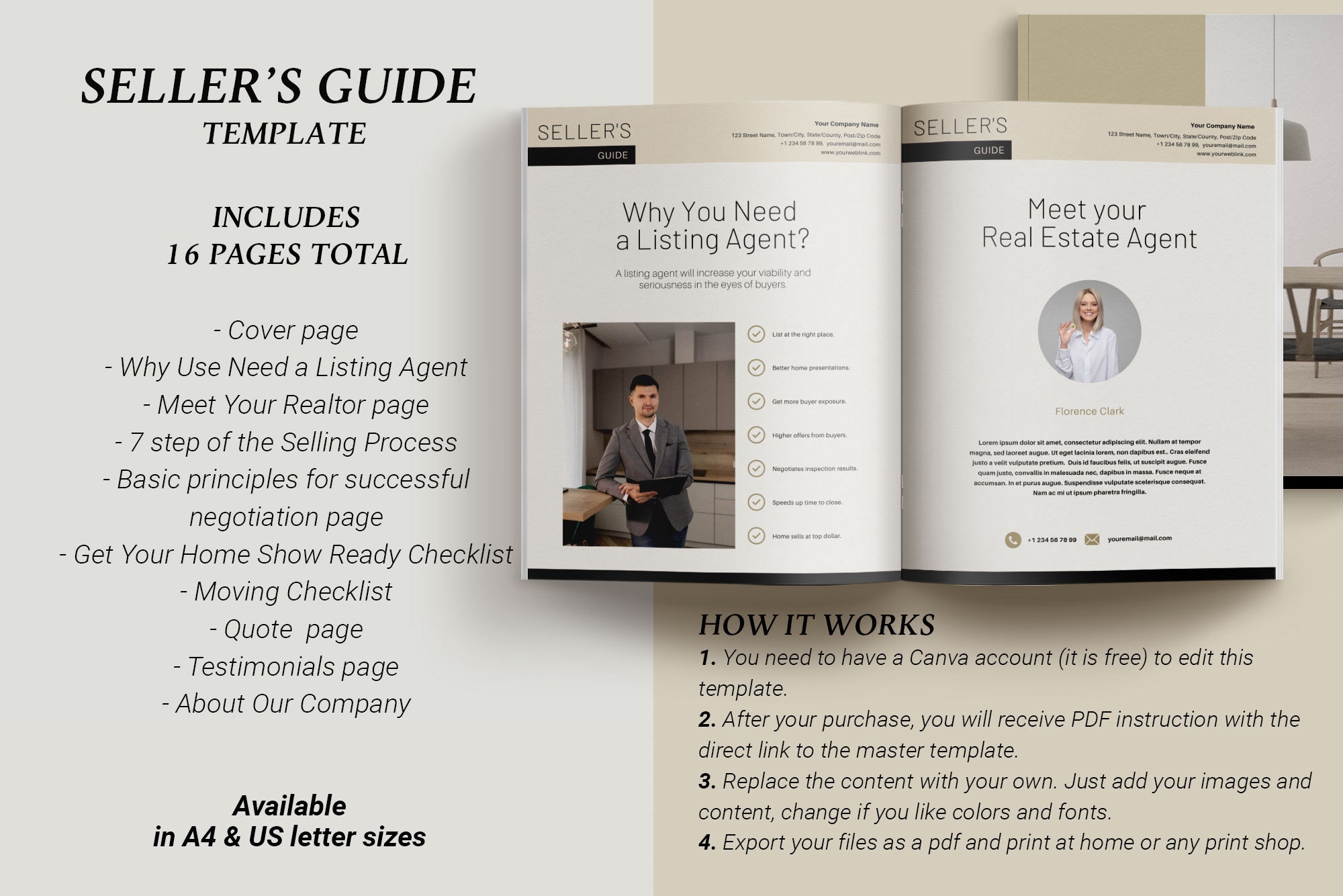 Sellers Guide Template Real Estate Presentation Canva Etsy