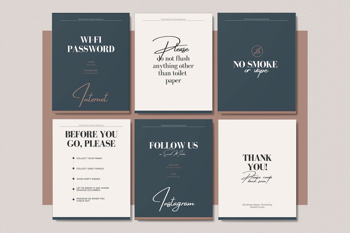 Airbnb guest book template Airbnb book Canva Etsy