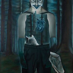 Original Surreal Oil Painting: Large Vertical Canvas Wall Art
