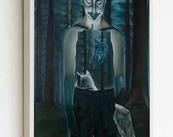 Emotive Abstract Art Print: Duality Oil Painting on Canvas