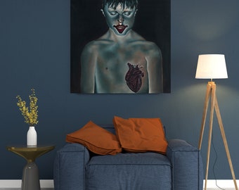 art print on canvas,large/small/medium,Listen to your heart, gift idea,modern artwork print. by sahar matana