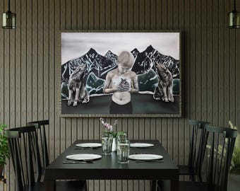 Introspective Art Print: Emotional Surrealism on Canvas