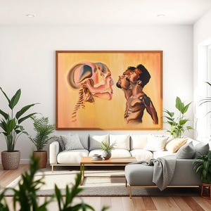 Emotional Abstract Art Print: Duality Hyperrealistic Oil Painting