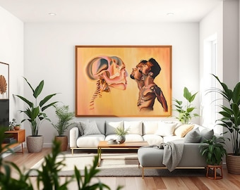 Art, Duality Wall Art, Emotional Abstract Art Oil Painting on Canvas, Original Hyperrealistic Painting, Dark & Unusual Art Print