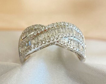Bague diamant faite main en or blanc 18 carats - Bijoux tendance