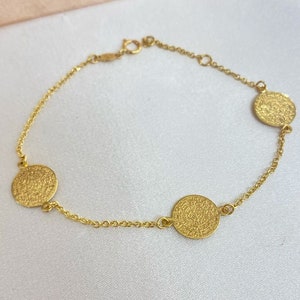 Handmade 14K Gold Phaistos Disc Bracelet - Mid-Century Style