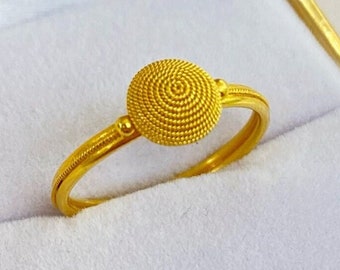 18K Yellow Gold Ring | Byzantine Style Ring | Handmade Jewelry | Mid-Century Style | Gift for Her | Mother's Day Gift | Minimalist Ring