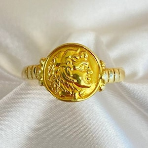 Alexander the Great Ring | 14K Yellow Gold | Greek History Ring | Statement Jewelry | Handmade Jewelry | Mid-century Design | Unisex Ring