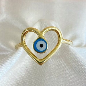 Evil eye heart ring Etsy