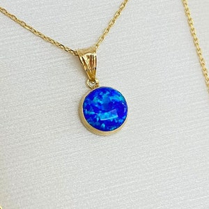 14K Yellow Gold Opal Necklace: Handmade Minimalist Pendant