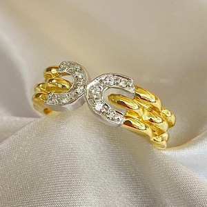 18K Gelbgold Ring | Handgefertigter Schmuck | Diamant Steine | Minimalistischer Schmuck | Geschenk für Sie | Weihnachtsgeschenk | Muttertagsgeschenk