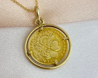 Handmade Jewelry | 14K Yellow Gold Necklace | Alexander the Great Pendant | Sun of Vergina Symbol | Greek Jewelry | Mother's Day Gift