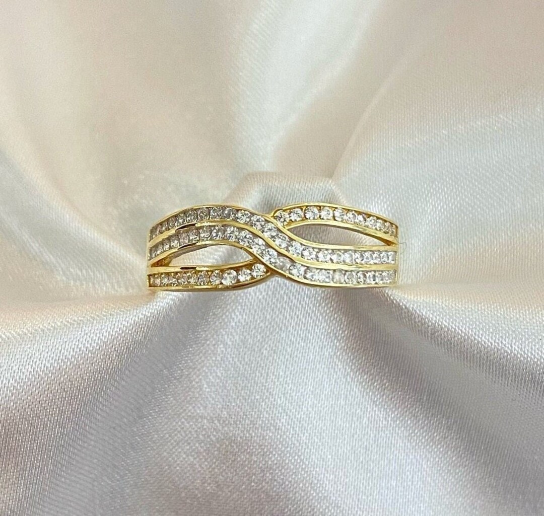 14K Yellow Gold Ring | Statement Ring | Zirconia Stones | Handmade ...