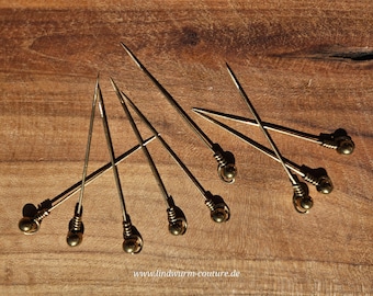 Spätmittelalter Schleiernadel Anstecknadel aus Messing mit Hematit Perle