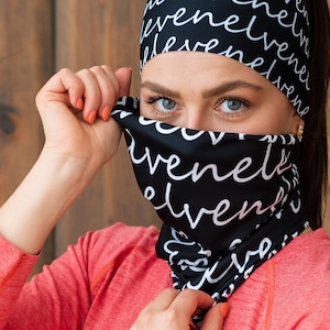 tubus ELEVEN Black Universal Neck Gaiter, universal scarf, face mask, beanie, Dust Shield, Bandana, Head Band, Neck Warmer, Scarf Mask,
