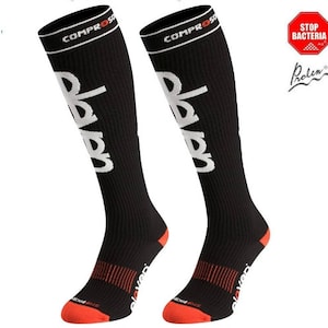 Compression socks ELEVEN BLACK for Men & Women, Anti DVT Flight Travel Stockings, Varicose Veins, Blood Circulation, Running, Crossfit etc