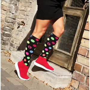 Compression socks ELEVEN DOTS for Men & Women, Anti DVT Flight Travel Stockings, Varicose Veins, Blood Circulation, Running, Crossfit etc