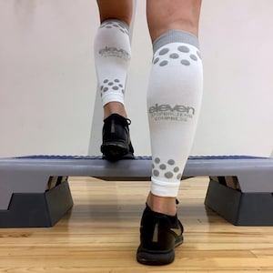 Compression calf sleeves ELEVEN white for Men&Women, Anti DVT Flight Travel Stockings, Varicose Veins, Blood Circulation, Running, Crossfit