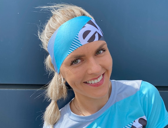Wide Sports Headband ELEVEN HB Summer Stripes Turquoise Eco