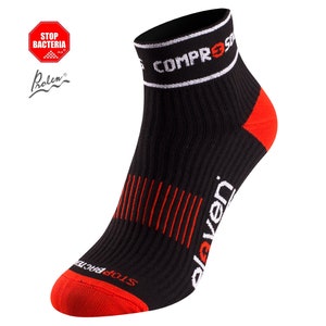 Short compression socks ELEVEN Luca black for Men&Women I Running I Anti DVT Flight Travel Stockings I Varicose Veins I Antimicrobial Silver