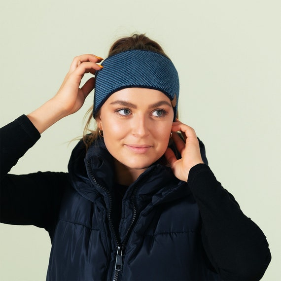 Knitted Headband ELEVEN Slim Dark Blue I Wide and Warm 