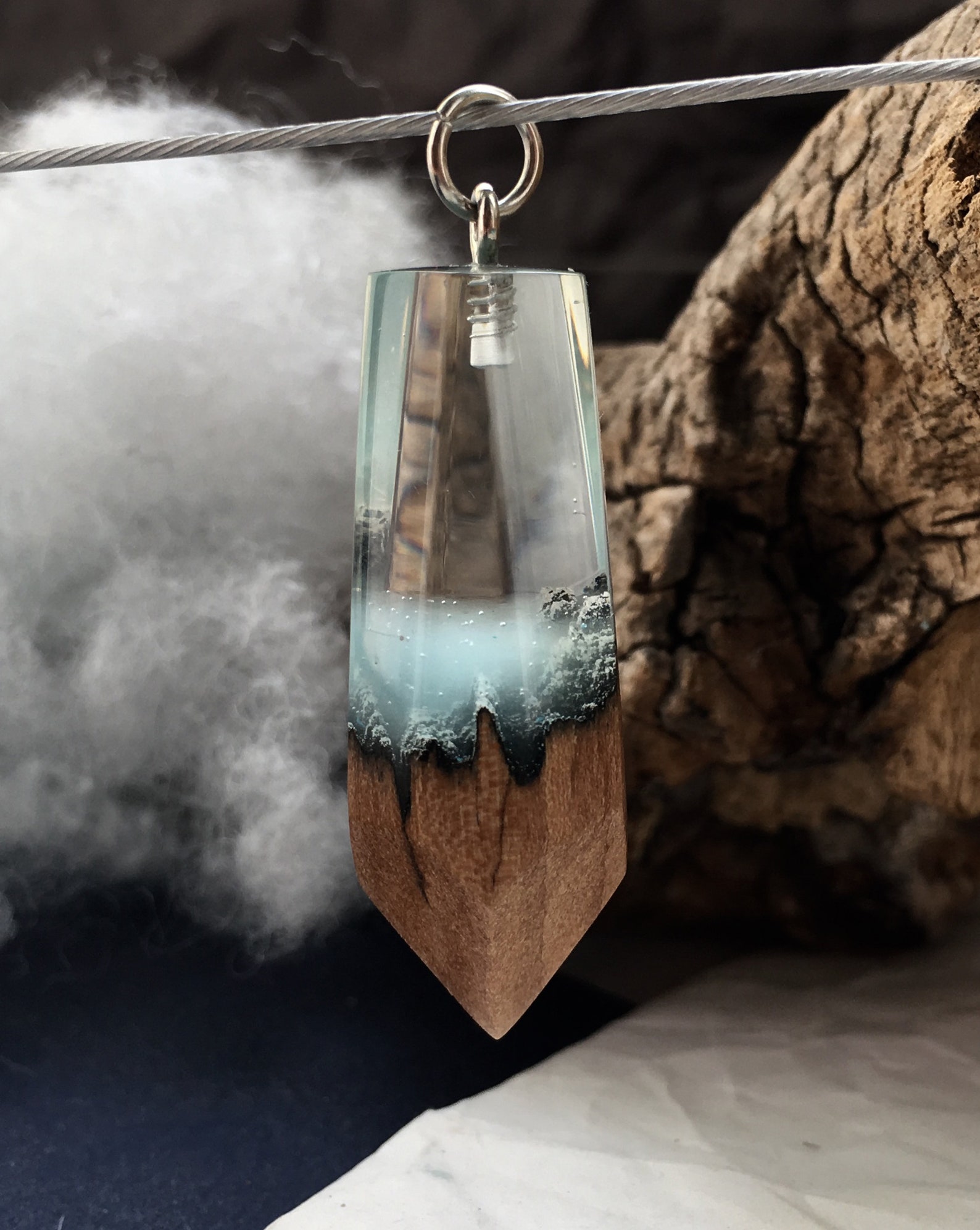 Epoxy resin jewelry Wood Pendant Epoxy Necklace Jewelry Secret Etsy