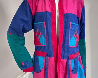 【古着】REVERSIBLE JACKET Vibrant Vintage Reversible Cotton Jacket That Turns in to