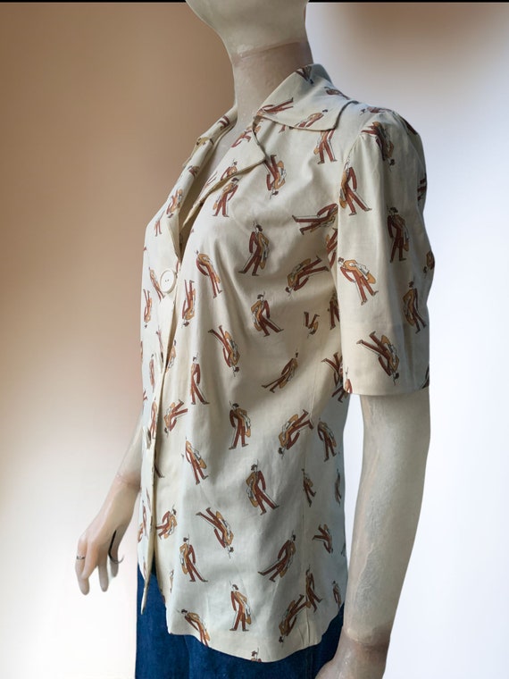 Fab 1970’s novelty print handmade shirt sleeve sh… - image 2