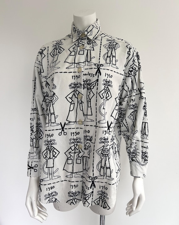 Epic Pink Panther Print Shirt by JC De Castelbajac VGC Size 44