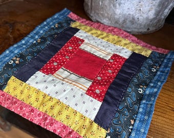 Antique 1870s Doll Quilt  ~ Log Cabin