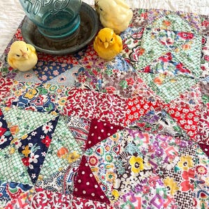 Charming 1930s feedsack Quilt with lovely prints from the depression era