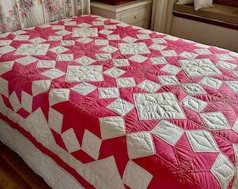 Pretty in pink 1980s star quilt