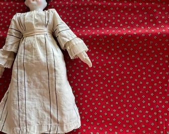 Antyczna czerwona tkanina kaliko z 1880 r., bawełniana kołdra dla lalek, szycie, vintage, 1/2 jarda