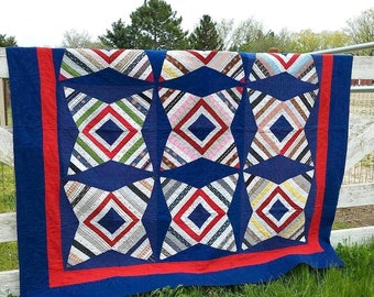 Grafisch! "Antiker 1880's ""Rocky Road String Pieces"" Quilt."