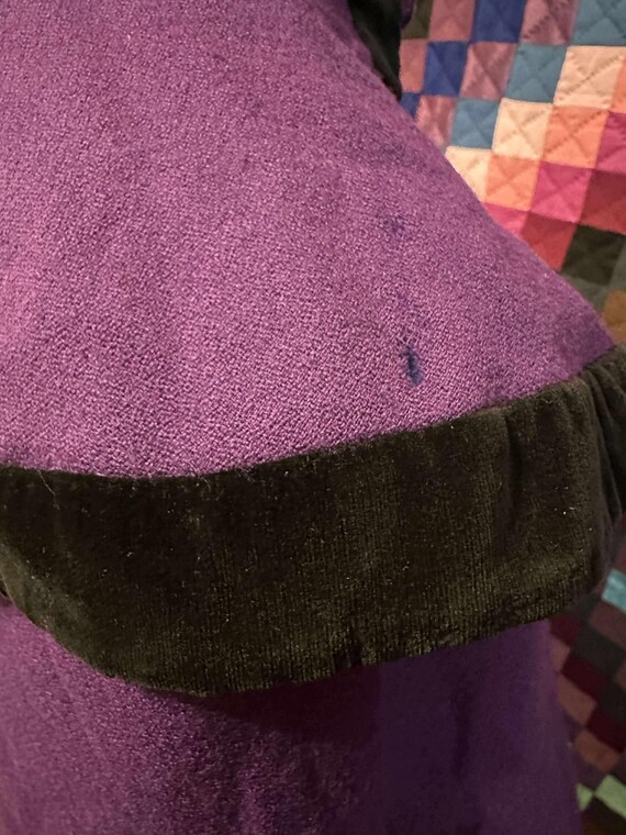 Antique Amish Girls Purple & Navy Wool Cape or Cl… - image 3