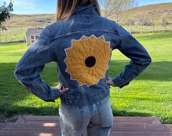 Chaqueta vaquera vintage Guess Sunflower Quilt XL 16 para adolescentes