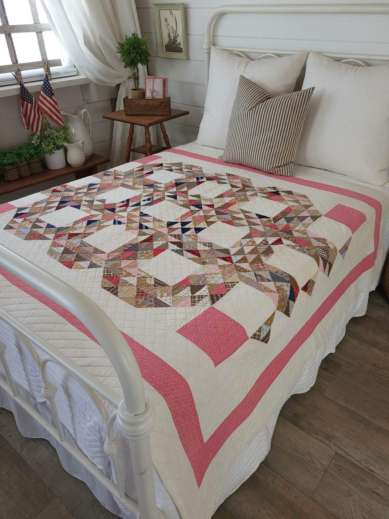 Antique Calico Ocean Waves Quilt