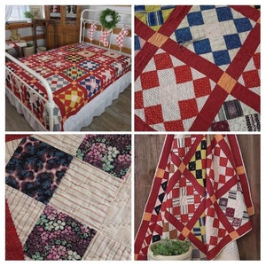 &quot;Antik-Türkis Roter &quot;&quot;Album&quot;&quot; Quilt.&quot;