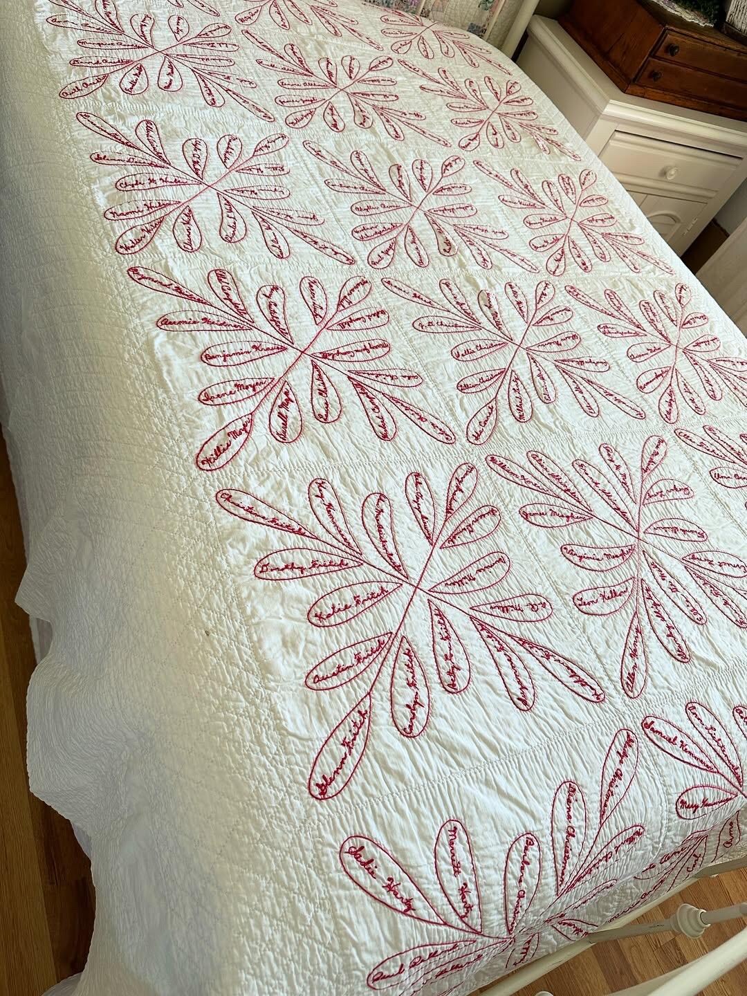 Vintage 1948 Redwork Signature Quilt, Hand Embroidered - Etsy