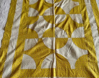 Antique 1880s Crib Quilt Top, Hand-Pasted Fabric, 41x33