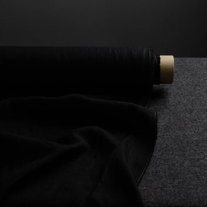 Black colour medium weight linen fabric supply, linen flax supply online, certified Lithuanian linen supply