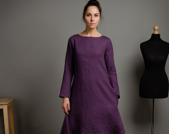 purple linen dress