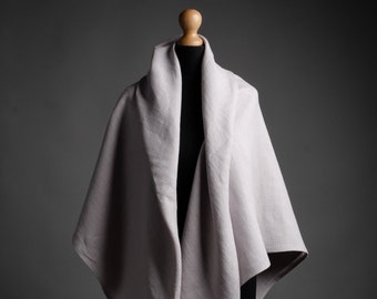 Extra large LIGHT GREY linen shawl for women, large linen unisex scarf, unisex Christmas gift, brown linen wrap